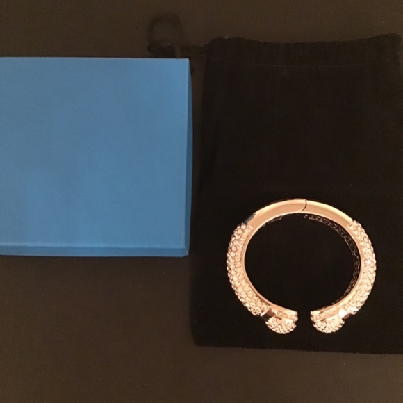 Joan Boyce clear pave hinged cuff bracelet size S/M - Picture 7 of 9